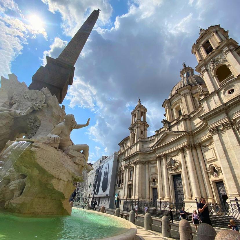 Bernini's obelisk and Borromini's Sant'Agnese in Agone church Bernini's obelisk and Borromini's Sant'Agnese in Agone church at Piazza Navona in Rome