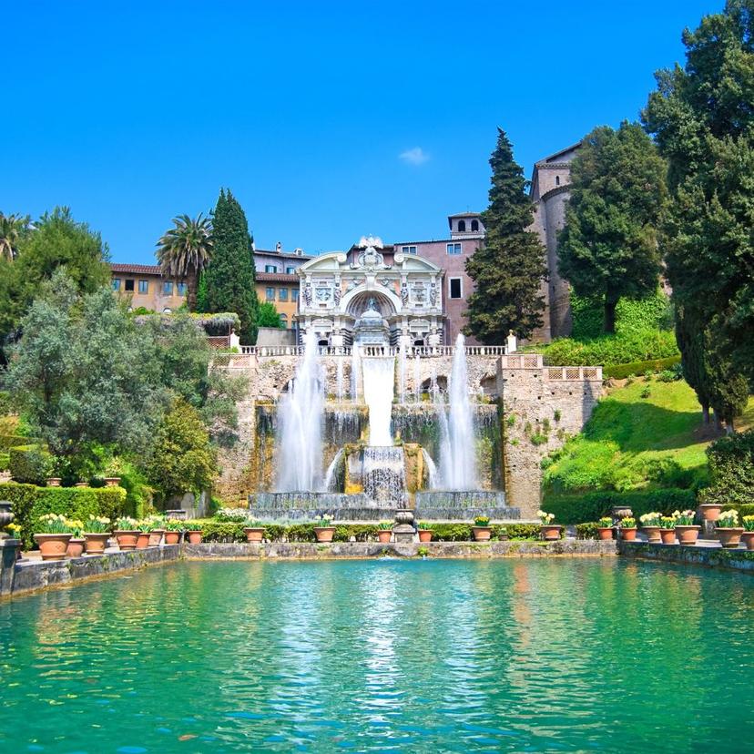 Villa D'Este a view of Villa d'Este in Tivoli with its famous fountain and Renaissance gardens