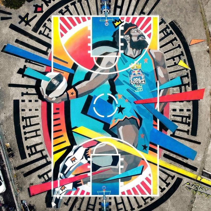 Street Art Basket Ball Court Street Art Basket Ball Court Man Dunking A Lot Of Color San Lorenzo Neighbourhood