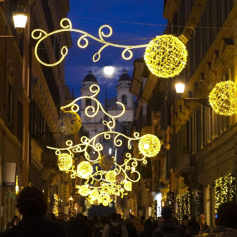Via Condotti in Rome during Christmas Shopping tour in Via Condotti during Christmas in Rome