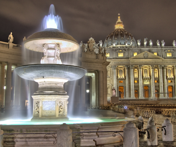 Rome by night in Jubilee 2025: view of vatican square