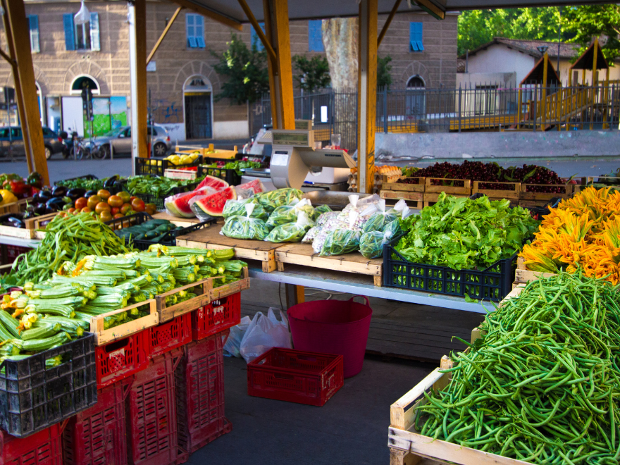 a fruit market in trastevere